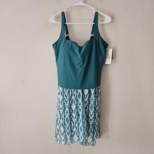 Gottex Swim Dress One Piece Size 16 New With Tags Teal Blue
